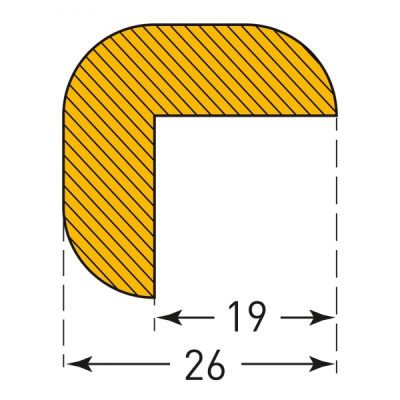 TRAFFIC-LINE Edge Protection -RIGHT-ANGLE 26/26-Self-Adhesive 1,000mm Lengths - Yellow/Black - Image 2