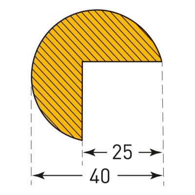 TRAFFIC-LINE Edge Protection - SEMI-CIRCULAR 40/40 - Self-Adhesive 1,000mm Lengths - Yellow/Black - Image 3