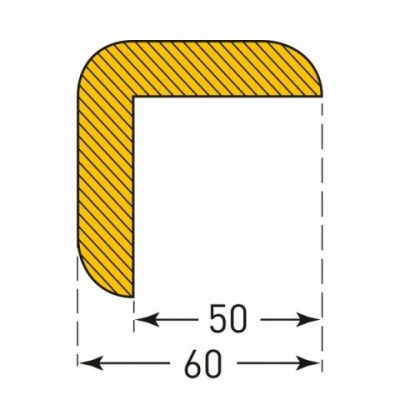 TRAFFIC-LINE Edge Protection - RIGHT-ANGLE 60/60 - Self-Adhesive 1,000mm Lengths - Yellow/Black - Image 2