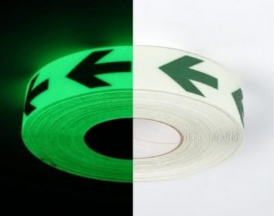 MS4GLO Directional Arrow glow in the dark tape- Class B 40mm x10m