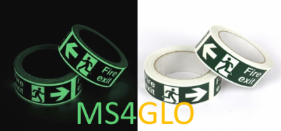 MS4GLO glow in the dark Fire Exit Tape– Left 40mm x10m