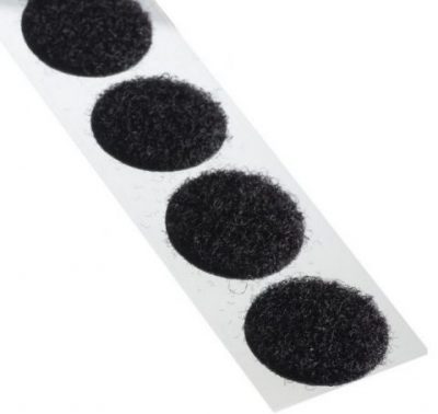 Adhesive backed hook & loop coins black 22mm x 1000 coins