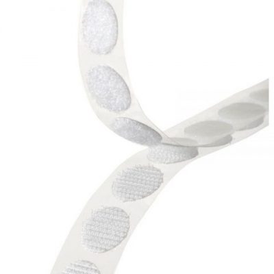 Adhesive backed hook & loop coins White 22mm x 1000 coins