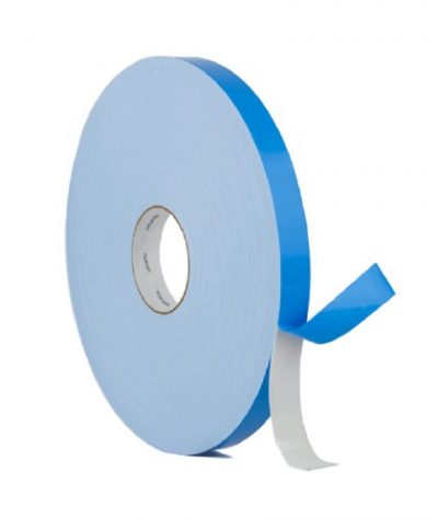 25mm x 2mm x 50m Double Sided Polyethylene White Foam Tape with blue filmic liner hygienic wall cladding tape