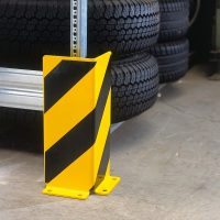 BLACK BULL Pallet Rack End Frame Protectors - Right-Angle Profile - 400mmH - 5mm Gauge - Yellow/Black