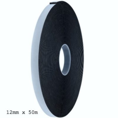 12mm x 50m Double Sided Polyethylene Black Foam Tape 0.8mm thick MS4 Mount