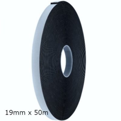 19mm x 50m Double Sided Polyethylene Black Foam Tape 0.8mm thick MS4 Mount