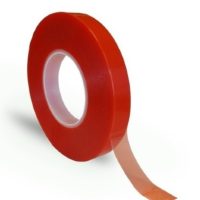 12mm x 50m Double sided Polyester Transparent Tape 23 micron with a red filmic liner
