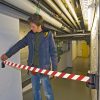 TRAFFIC-LINE Wall Mounted Belt Barrier - Case Black - 4m Red/White Belt - Image 2
