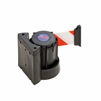 TRAFFIC-LINE Wall Mounted Belt Barrier - Case Black - 3m Red/White Belt