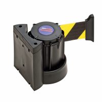 TRAFFIC-LINE Wall Mounted Belt Barrier - Case Black - 3m Yellow/Black Belt