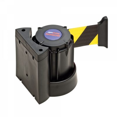 TRAFFIC-LINE Wall Mounted Belt Barrier - Case Black - 4m Yellow/Black Belt - Image 4