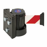 TRAFFIC-LINE Magnetic Wall Mounted Belt Barrier - Case Black - 3m Red/White Belt