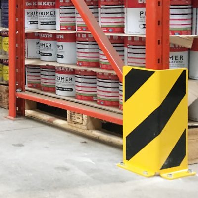 BLACK BULL Pallet Rack End Frame Protectors - Right-Angle Profile - 400mmH - 6mm Gauge - Yellow/Black - Image 3