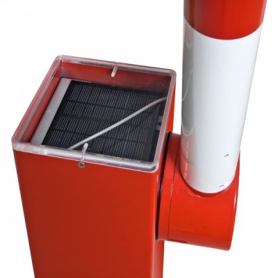 COMPACT Electronic Boom Barrier - Solar/Battery Operated Lift/Lower - Overall Width 1,650mm - Drive Through Width 1,500mm - Supplied with 1 x Remote Fob - Surface Fix - Red/White - Image 3