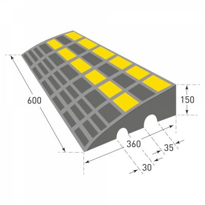 TRAFFIC-LINE Kerb Ramp - Heavy Duty - 600 x 360 x 150mmH - Black with Yellow Reflective Panels - Image 2