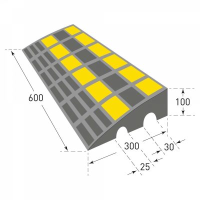 TRAFFIC-LINE Kerb Ramp - Heavy Duty - 600 x 300 x 100mmH - Black with Yellow Reflective Panels - Image 4
