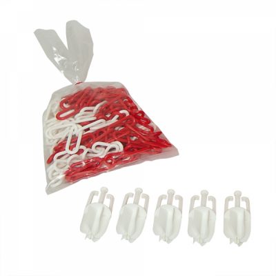 Chain Hook & Chain Kit - 10m of M-POLY Red/White Chain and 5 Cone Hooks