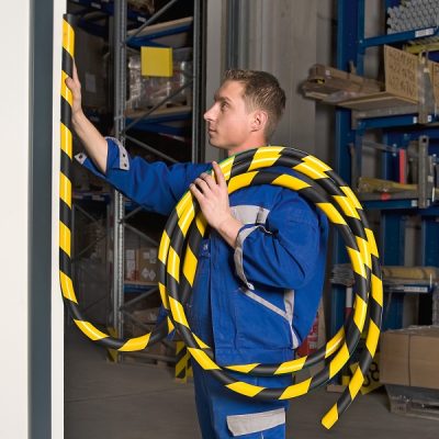 TRAFFIC-LINE Edge Protection - SEMI-CIRCULAR 40/40 - Self-Adhesive 5,000mm Lengths - Yellow/Black
