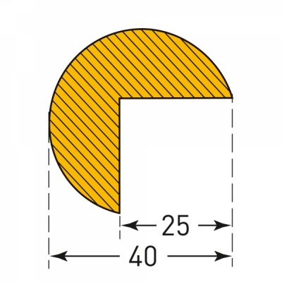 TRAFFIC-LINE Edge Protection - SEMI-CIRCULAR 40/40 - Self-Adhesive 5,000mm Lengths - Yellow/Black - Image 3
