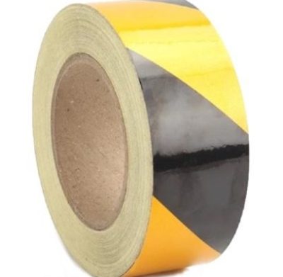 Reflective tape Black & Yellow 100mm x 25m