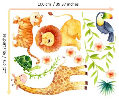 Extra-large Jungle Animals Kids Bedroom Nursery Wall Stickers - Image 3