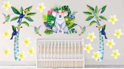 Watercolour koala Jungle Composition set Safari Wall Nursery Decor
