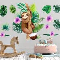 Watercolour Extra large Sloth Jungle Composition set Safari Wall Nursery Decor