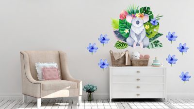 Watercolour koala Wall Art Decal Composition Safari Animals Wall Stickers