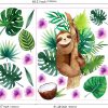 Watercolour Extra large Sloth Jungle Composition set Safari Wall Nursery Decor - Image 2