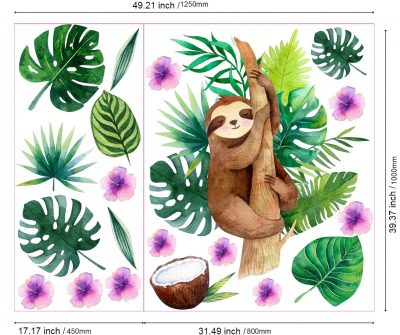 Watercolour Extra large Sloth Jungle Composition set Safari Wall Nursery Decor - Image 2
