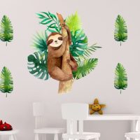 Watercolour Sloth Wall Art Decal Composition
