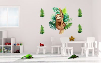 Watercolour Sloth Wall Art Decal Composition - Image 5