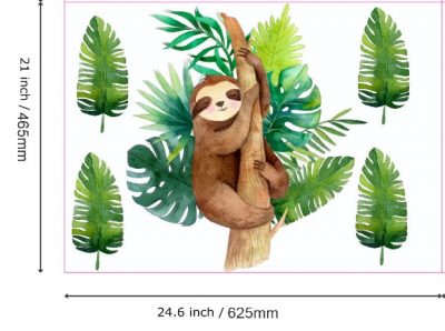 Watercolour Sloth Wall Art Decal Composition - Image 2