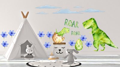 Watercolour Large Dino Wall Decals - Nursery T-rex Wall Stickers