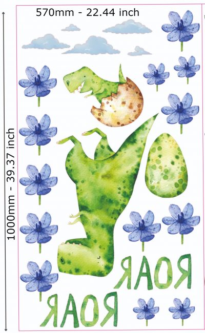 Watercolour Small Dino Wall Decals - Nursery T-rex Wall Stickers - Image 2