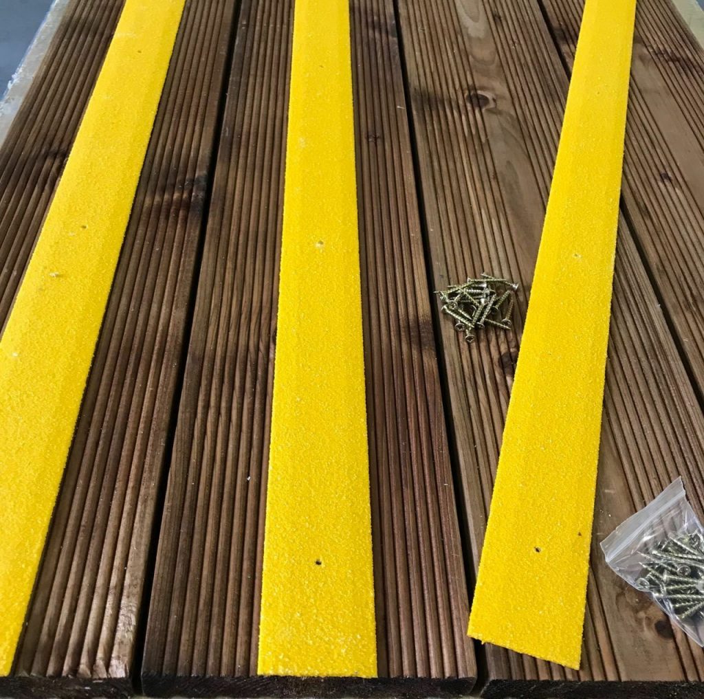 50mm Wide x 1m Anti Slip GRP Decking Strip Yellow Multi Supplies 4U
