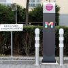 TRAFFIC-LINE EV Charging Point Protection Bollards, Stainless Steel, 108/2mm, H 800mm, aluminium cap, white retro-reflective rings, surface fix