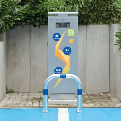 TRAFFIC-LINE EV Charging Point Protection Guard, Steel, Hot Dip Galvanised, large, 60/2mm, H 800 x W 500mm, three red retro-reflective rings, sub-surface fix - Image 3