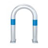 TRAFFIC-LINE EV Charging Point Protection Guard, Steel, Hot Dip Galvanised, small, 60/2mm, H 500 x W 360mm, two blue retro-reflective rings, surface fix