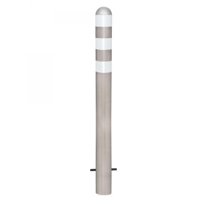 TRAFFIC-LINE EV Charging Point Protection Bollards, Stainless Steel, 108/2mm, H 1,200mm, white retro-reflective rings, sub-surface fix