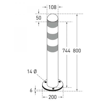 TRAFFIC-LINE EV Charging Point Protection Bollards, Stainless Steel, 108/2mm, H 800mm, aluminium cap, white retro-reflective rings, surface fix - Image 3
