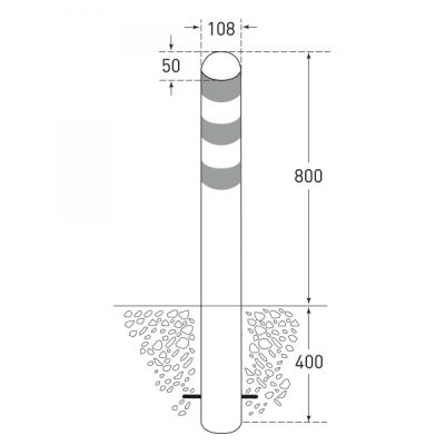 TRAFFIC-LINE EV Charging Point Protection Bollards, Stainless Steel, 108/2mm, H 1,200mm, white retro-reflective rings, sub-surface fix - Image 2