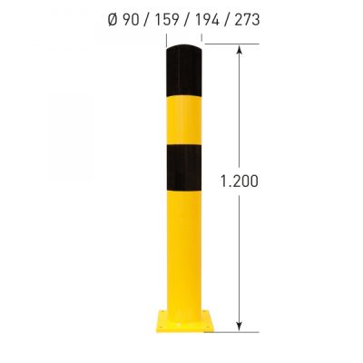BLACK BULL Heavy Duty Bollard Type L-159mmØ x 1,200mmH - Surface Fix-Hot Dip Galvanised + Powder Coated - Yellow/Black - Image 4