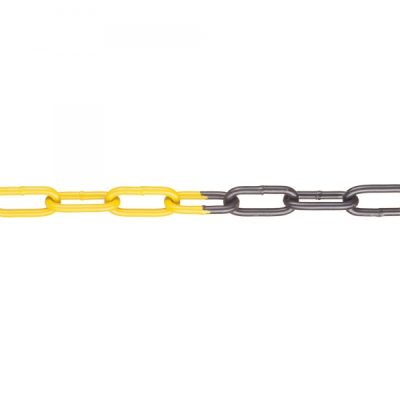 M-FERRO Signal 6 -Black/Yellow-Steel Barrier Chain 6mm Gauge Galvanised and Plastic Coated Supplied per metre