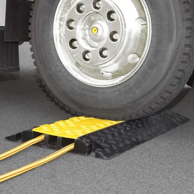 TRAFFIC-LINE Cable/Hose Protection Ramp Large - 960 x 600 x 75mmH - 3 Channel - Black/Yellow