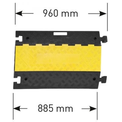 TRAFFIC-LINE Cable/Hose Protection Ramp Large - 960 x 600 x 75mmH - 3 Channel - Black/Yellow - Image 6
