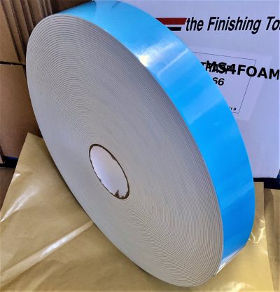 50mm x 2mm x 50m Double Sided Polyethylene White Foam Tape with blue filmic liner hygienic wall cladding tape - Image 2