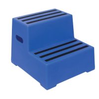 Heavy Duty Plastic Steps 2 Tread Load Bearing 260kg Food Approved Safety Steps Blue