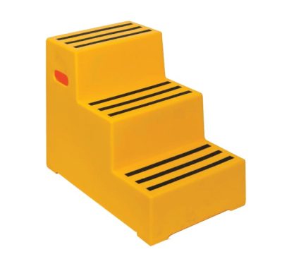 Heavy Duty Plastic Steps 3 Tread Load Bearing 260kg Food Approved Safety Steps Yellow